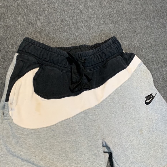 Nike Big Swoosh French Terry Black & Gray Shorts - Picture 2 of 7